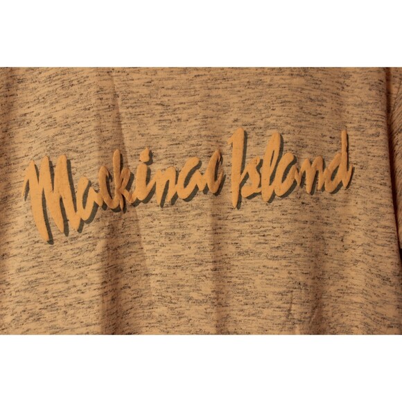 Vintage 90s Mackinac Island Tee Shirt Textile Prints USA Peach/Grey Size Large - Picture 3 of 7